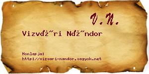 Vizvári Nándor névjegykártya